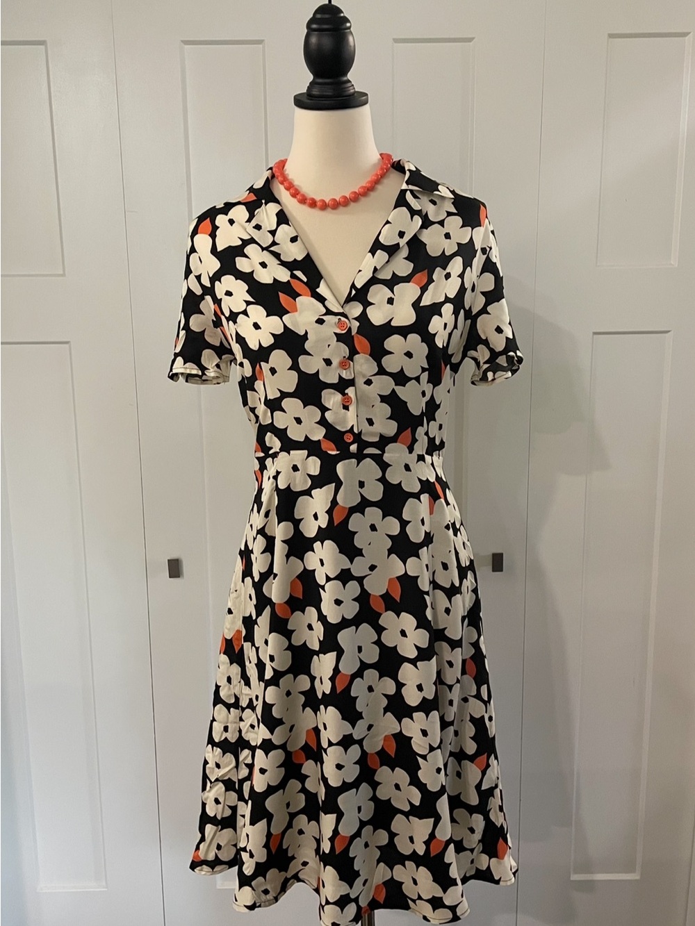 Tulip B x Unique Vintage Black Floral Fit-and-Flare Dress Size L